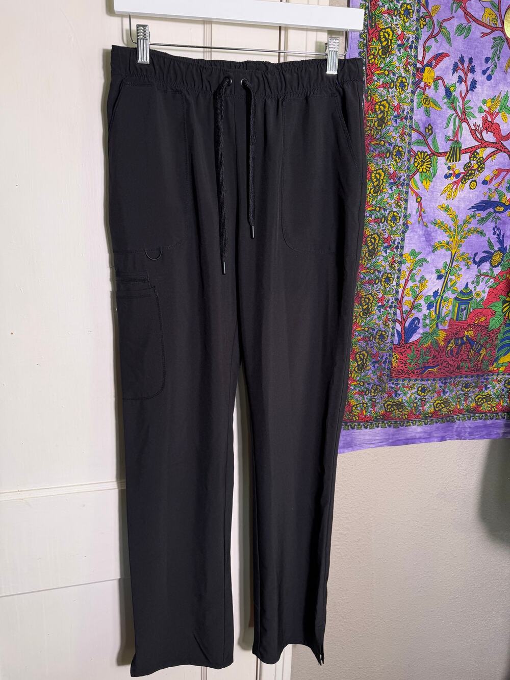 Sanibel Sustain Scrub Pants Womens Small Black Cargo Drawstring Stretch